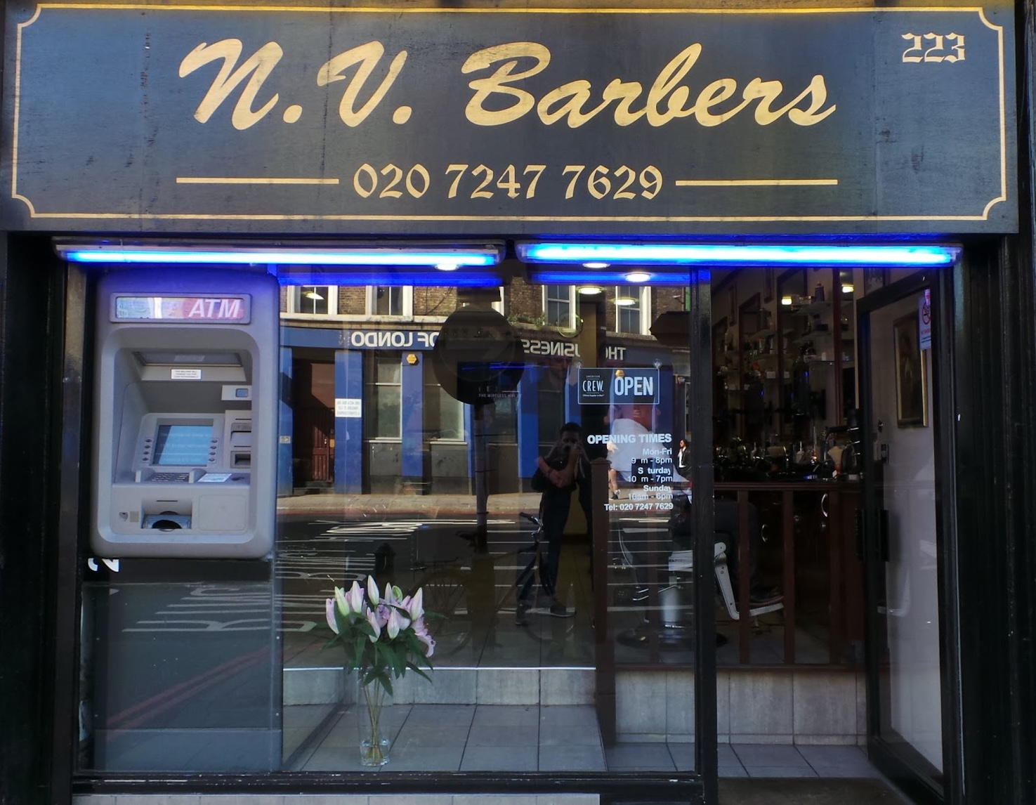 NV Barbers shopfront on Shoreditch High Street